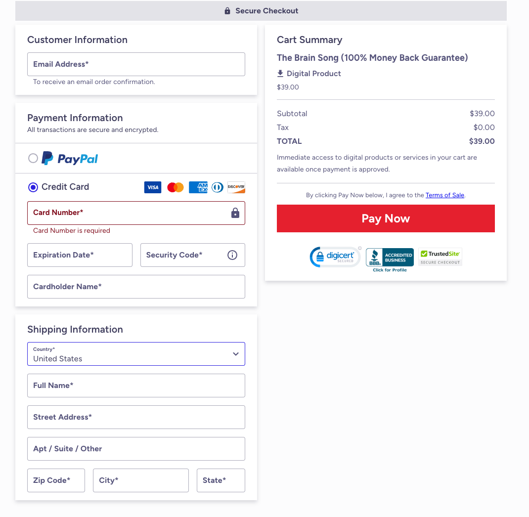 the brain song order form